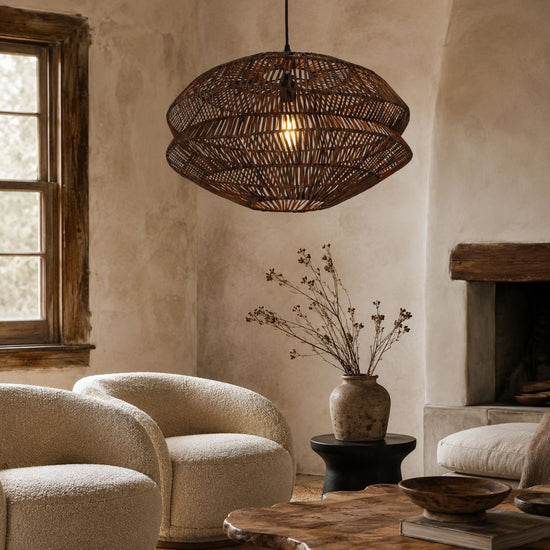 Lightsin Eco Friendly Rattan Pendant Light Handwoven Rustic Farmhouse Ceiling Light Lightsin UK 