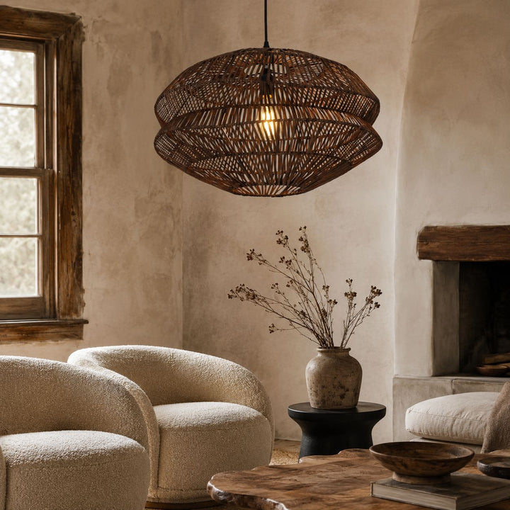Lightsin Eco Friendly Rattan Pendant Light Handwoven Rustic Farmhouse Ceiling Light Lightsin UK 