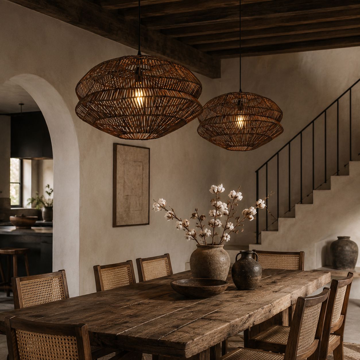 Lightsin Eco Friendly Rattan Pendant Light Handwoven Rustic Farmhouse Ceiling Light Lightsin UK 