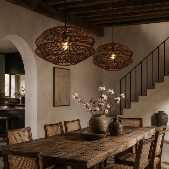 Lightsin Eco Friendly Rattan Pendant Light Handwoven Rustic Farmhouse Ceiling Light Lightsin UK 