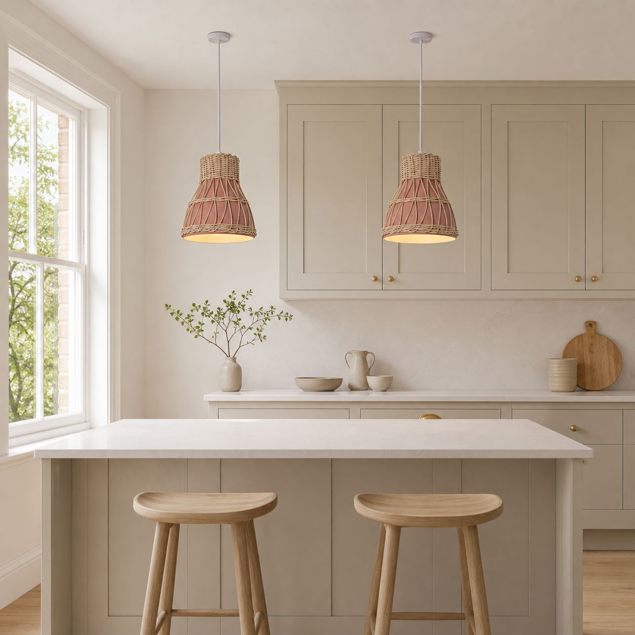 Lightsin Modern Rattan Pendant Light Available in Grey, Pink, and White Lightsin UK 