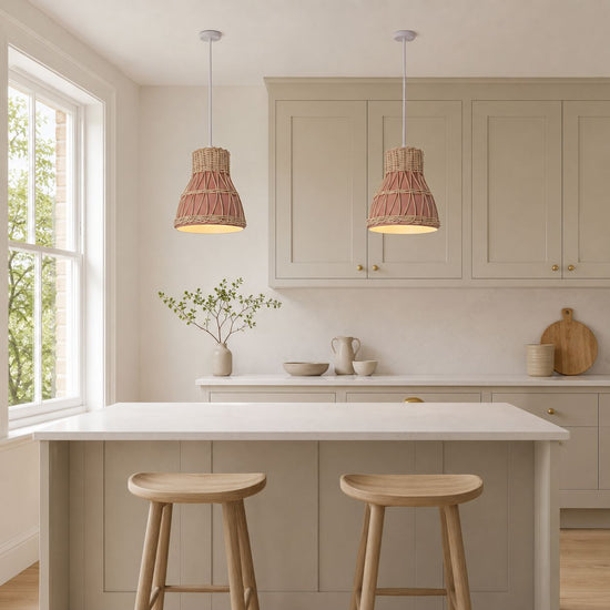 Lightsin Modern Rattan Pendant Light Available in Grey, Pink, and White Lightsin UK 