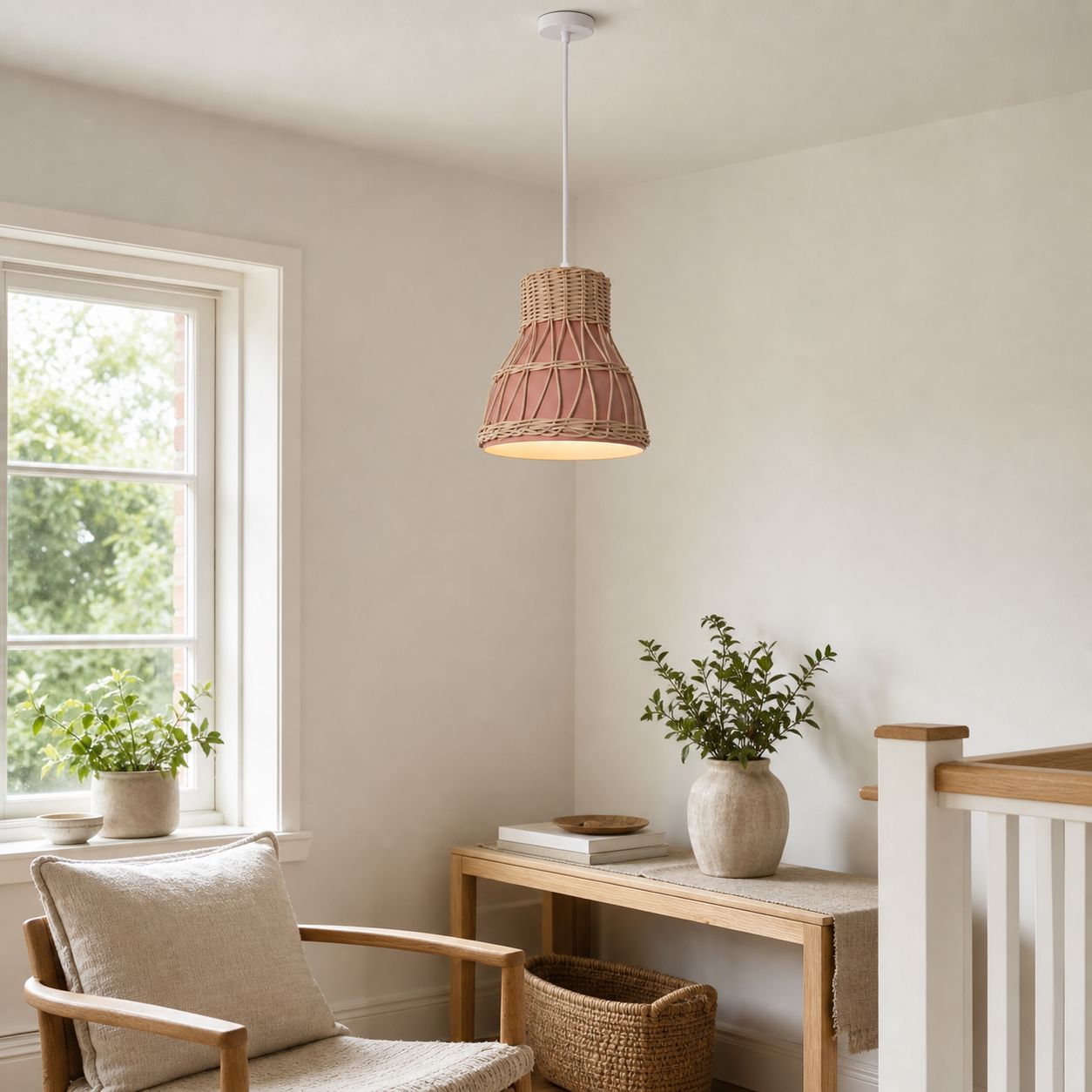 Lightsin Modern Rattan Pendant Light Available in Grey, Pink, and White Lightsin UK 