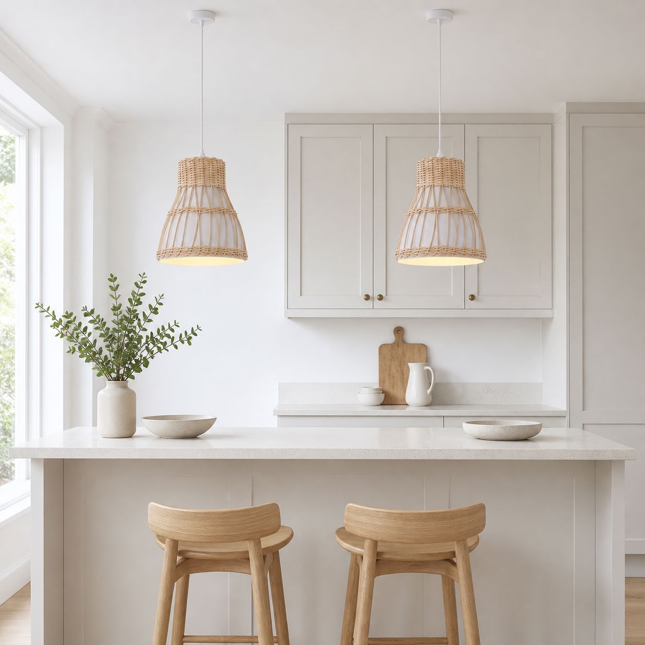 Lightsin Modern Rattan Pendant Light Available in Grey, Pink, and White Lightsin UK 