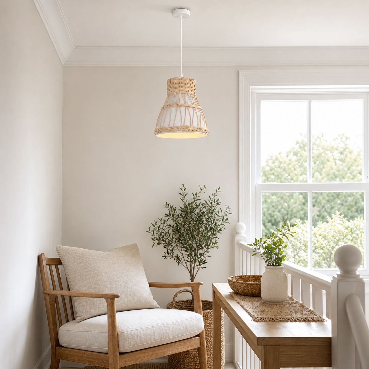 Lightsin Modern Rattan Pendant Light Available in Grey, Pink, and White Lightsin UK 