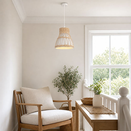 Lightsin Modern Rattan Pendant Light Available in Grey, Pink, and White Lightsin UK 