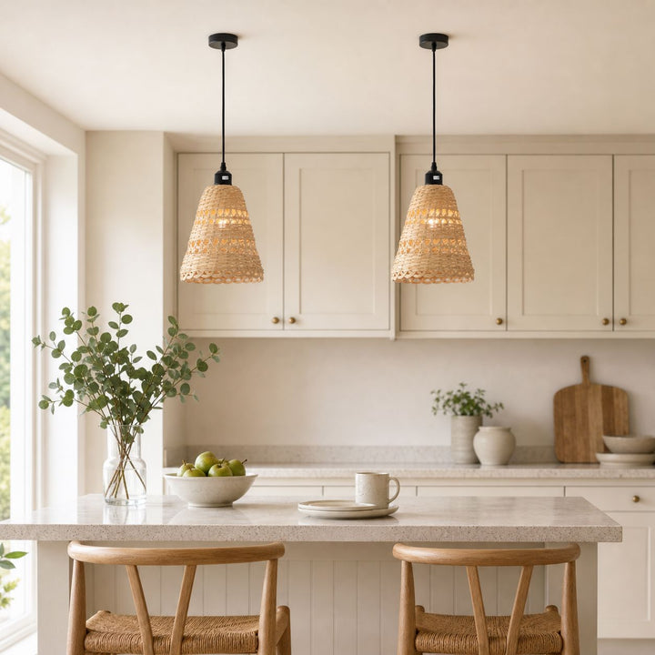 Lightsin Modern Bamboo Handwoven Warm Glow Pendant Light Lightsin UK 