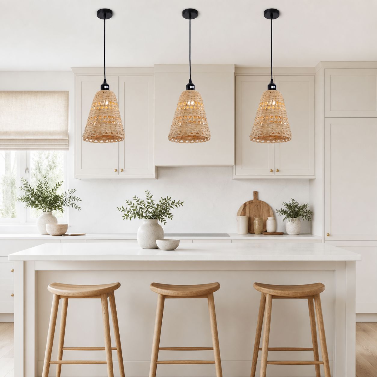 Lightsin Modern Bamboo Handwoven Warm Glow Pendant Light Lightsin UK 