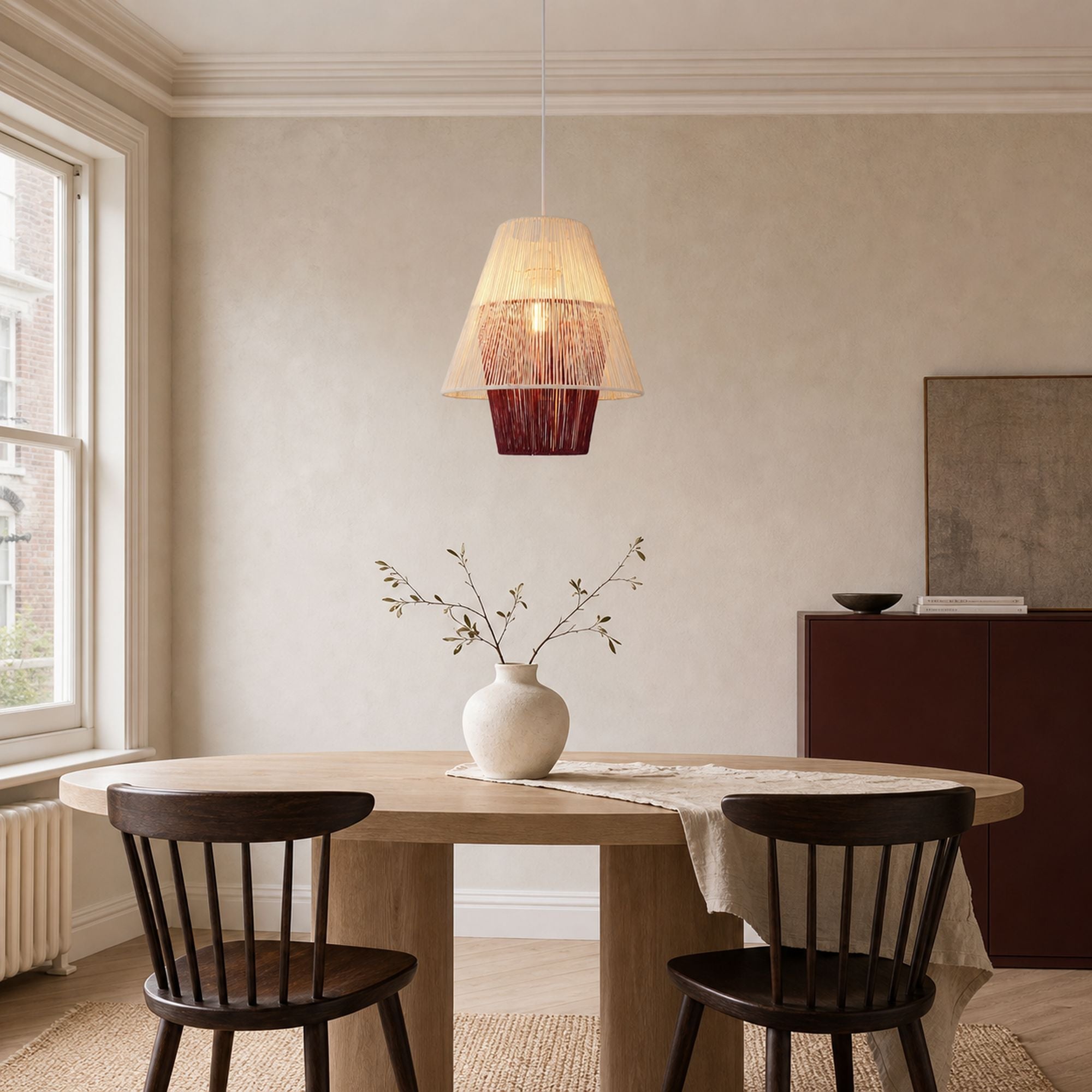 Lightsin Modern White Pendant Light with Purple Paper Rope Design Lightsin UK 