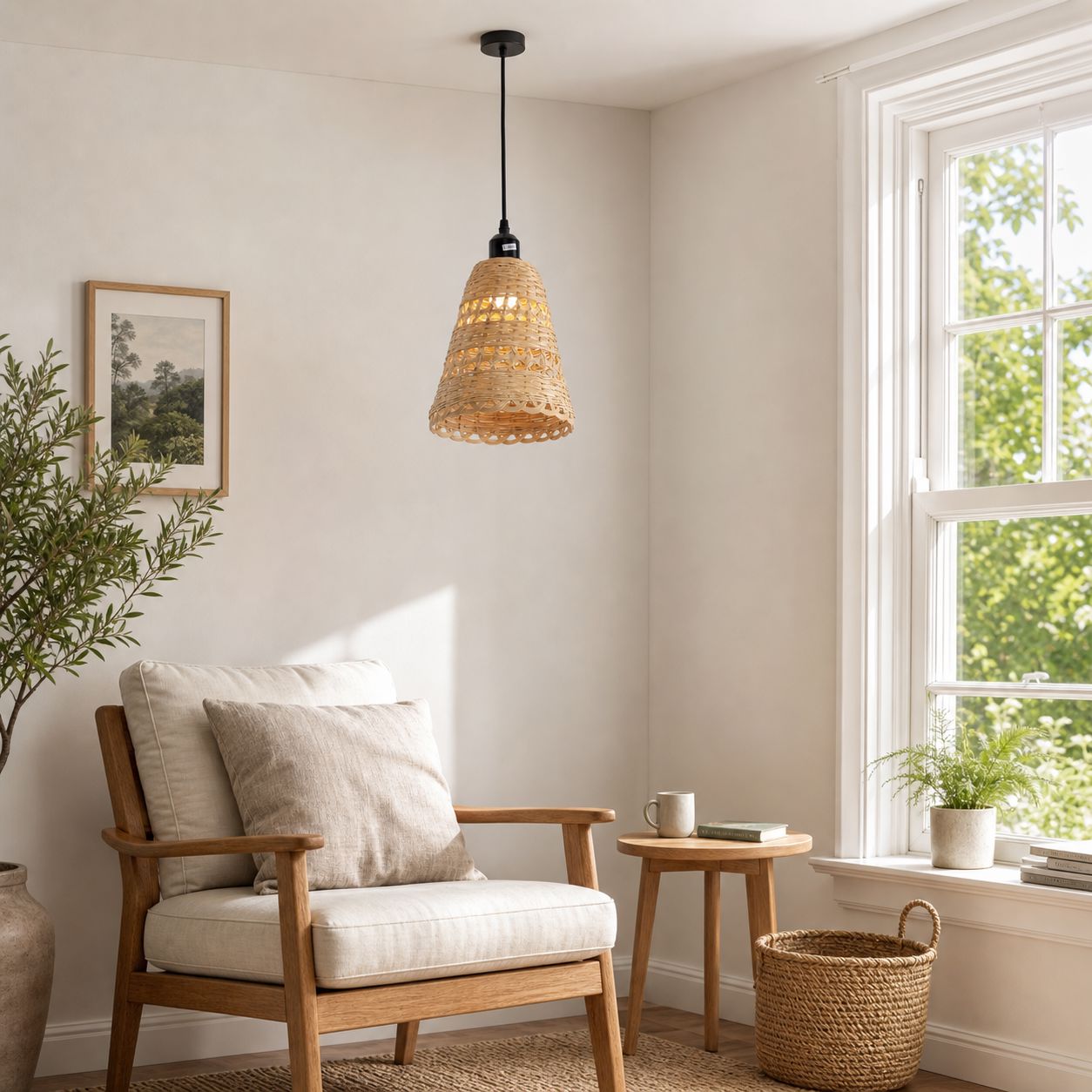 Lightsin Modern Bamboo Handwoven Warm Glow Pendant Light Lightsin UK 