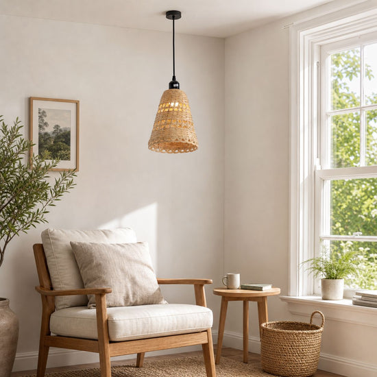 Lightsin Modern Bamboo Handwoven Warm Glow Pendant Light Lightsin UK 