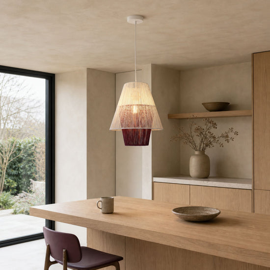 Lightsin Modern White Pendant Light with Purple Paper Rope Design Lightsin UK 
