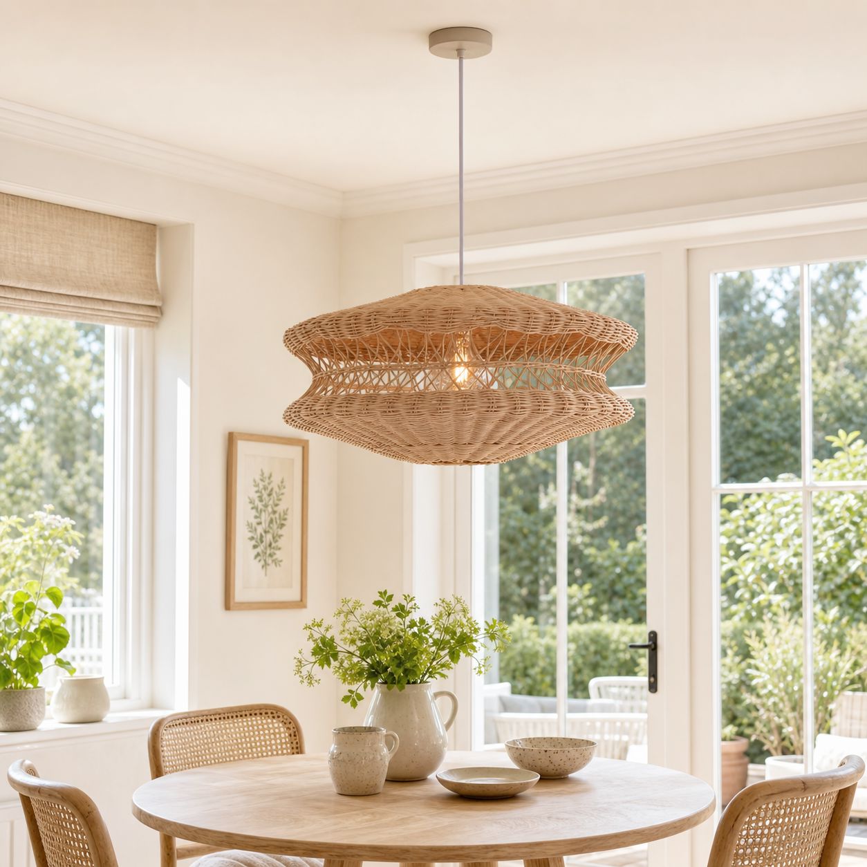 Lightsin Bohemian Wicker Hanging Lamp with Layered Woven Structure Lightsin UK 