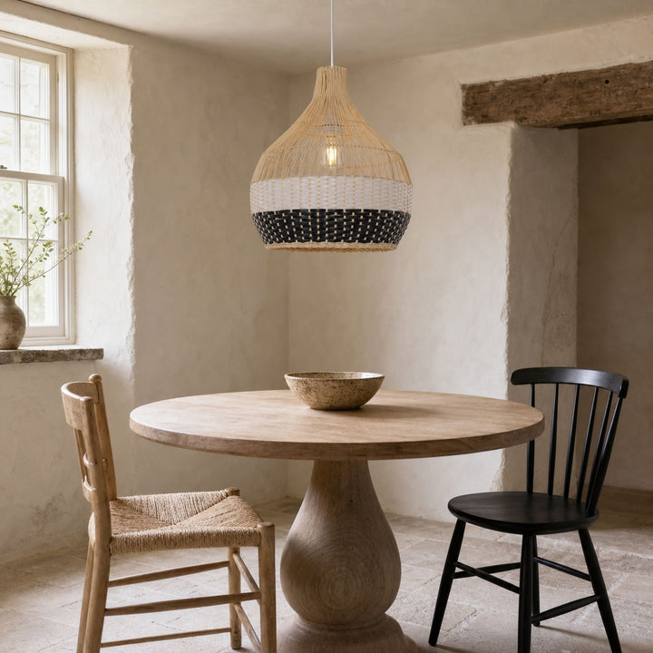 Lightsin Monochrome Japanese Style Handwoven Rattan Pendant Light Lightsin UK 