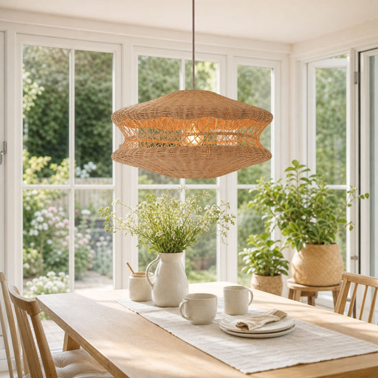 Lightsin Bohemian Wicker Hanging Lamp with Layered Woven Structure Lightsin UK 