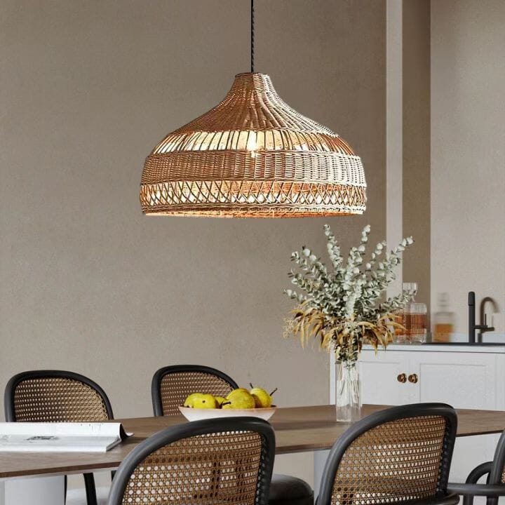 Lightsin Handwoven Rattan Woven Pendant Light Retro Country Lamp Fixture Lightsin UK 