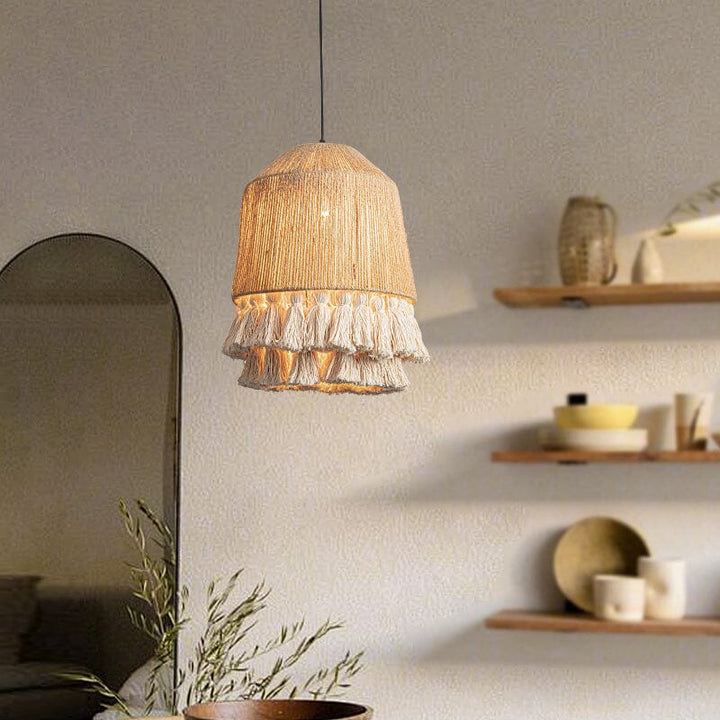 Lightsin Bohemian Creative Tassel Handmade Hemp Rope Pendant Light Lightsin UK 