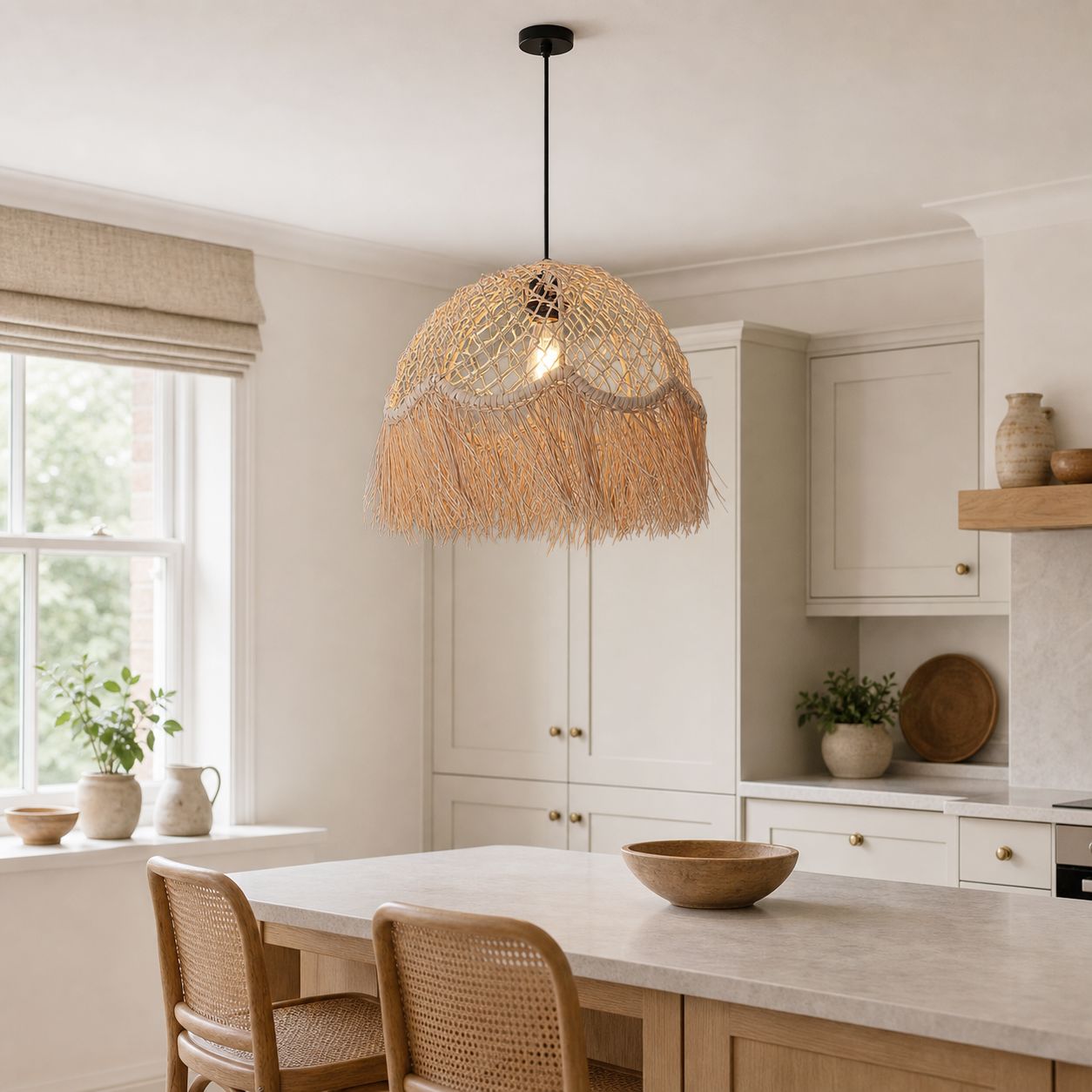 Lightsin Bohemian Woven Rattan Dome Pendant Light for Cozy Interiors Lightsin UK 