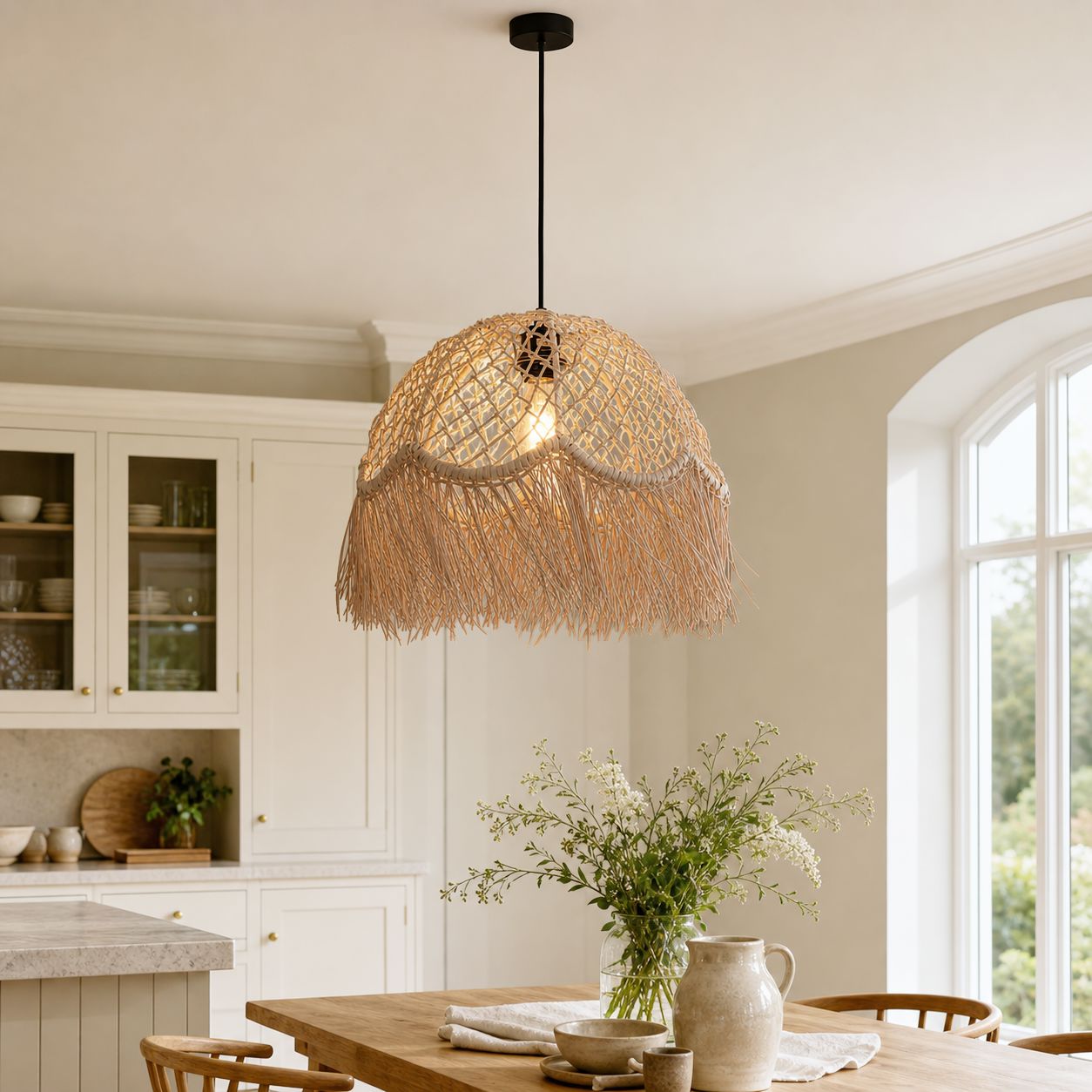 Lightsin Bohemian Woven Rattan Dome Pendant Light for Cozy Interiors Lightsin UK 