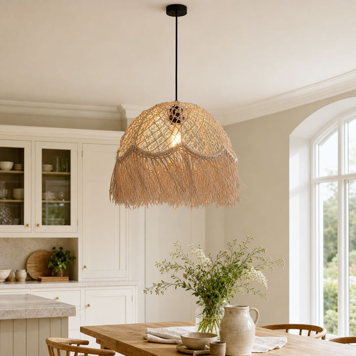 Lightsin Bohemian Woven Rattan Dome Pendant Light for Cozy Interiors Lightsin UK 