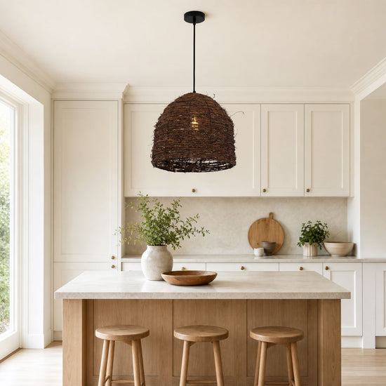 Lightsin Rustic Woven Rattan Dome Pendant Light for Cozy Interiors Lightsin UK 