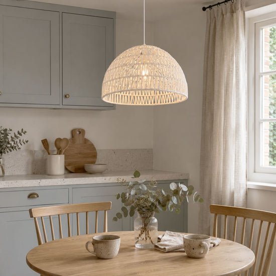 Lightsin Eco-Friendly Handwoven White Rope Ceiling Pendant Light for Bedroom, Kitchen & Living Room Lightsin UK 
