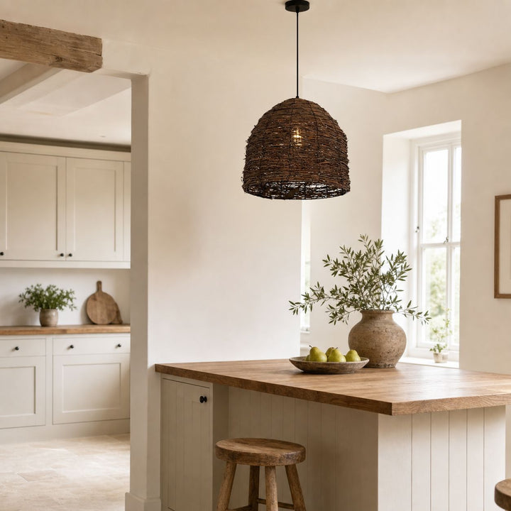 Lightsin Rustic Woven Rattan Dome Pendant Light for Cozy Interiors Lightsin UK 