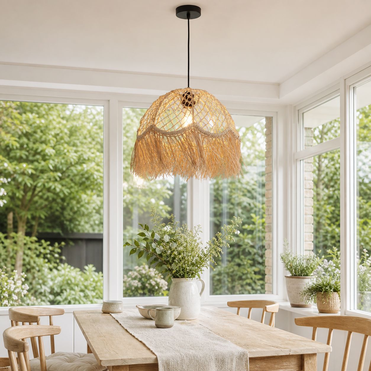 Lightsin Bohemian Woven Rattan Dome Pendant Light for Cozy Interiors Lightsin UK 