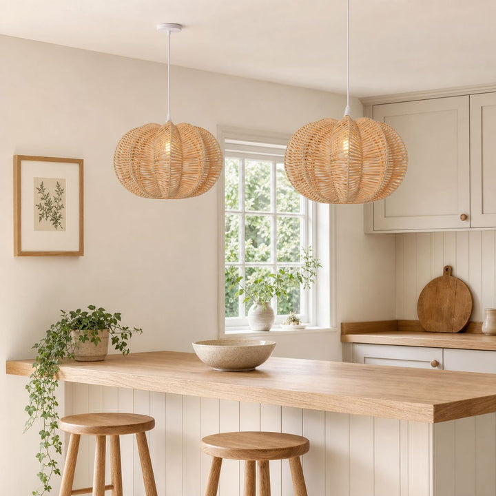 Lightsin Scandinavian Round Rattan Hanging Lamp Lightsin UK 
