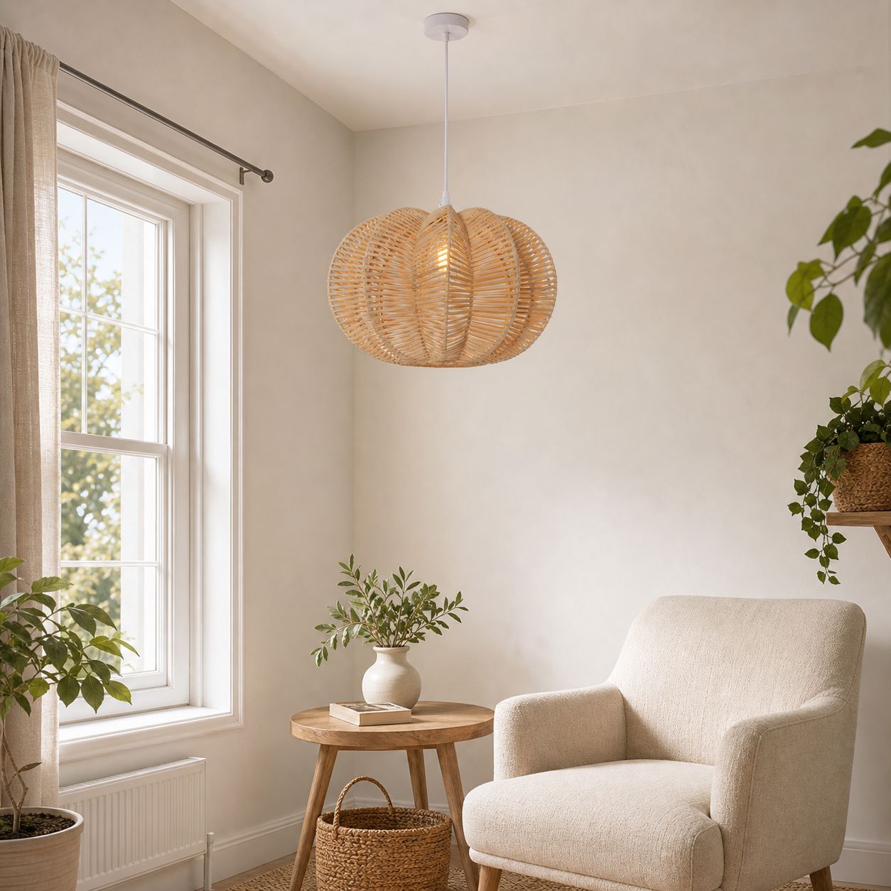 Lightsin Scandinavian Round Rattan Hanging Lamp Lightsin UK 