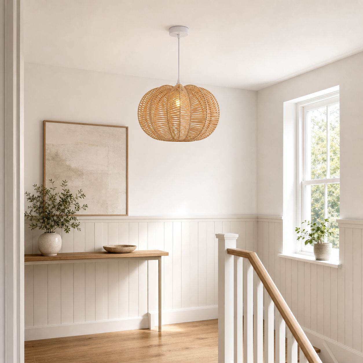 Lightsin Scandinavian Round Rattan Hanging Lamp Lightsin UK 