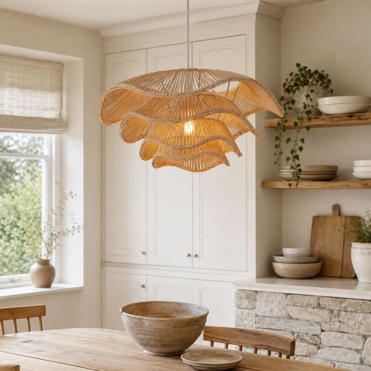 Lightsin Multi-tiered rattan pendant lamp Lightsin UK 