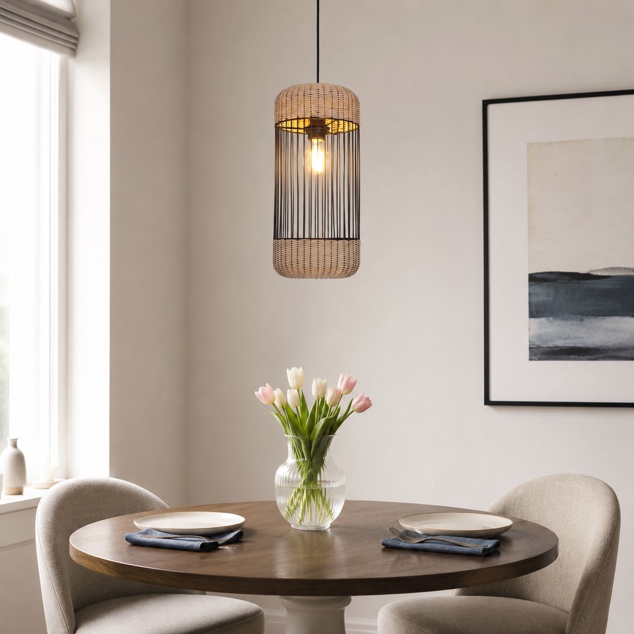 Glyph-Lightsin Cylinder-Inspired Rattan Pendant Light for Warm Natural Elegance Lightsin UK 