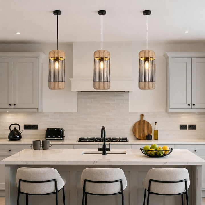 Lightsin Cylinder-Inspired Rattan Pendant Light for Warm Natural Elegance Lightsin UK 