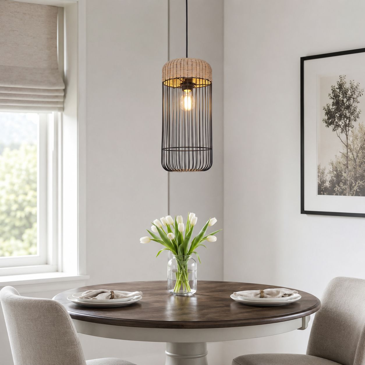 Lightsin Woven Rattan Cylinder Pendant Light for Warm and Inviting Spaces Lightsin UK 