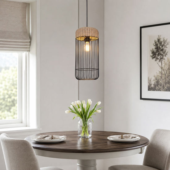 Lightsin Woven Rattan Cylinder Pendant Light for Warm and Inviting Spaces Lightsin UK 