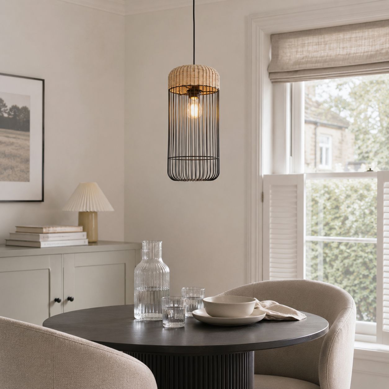 Glyph-Lightsin Woven Rattan Cylinder Pendant Light for Warm and Inviting Spaces Lightsin UK 
