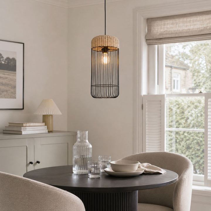 Glyph-Lightsin Woven Rattan Cylinder Pendant Light for Warm and Inviting Spaces Lightsin UK 