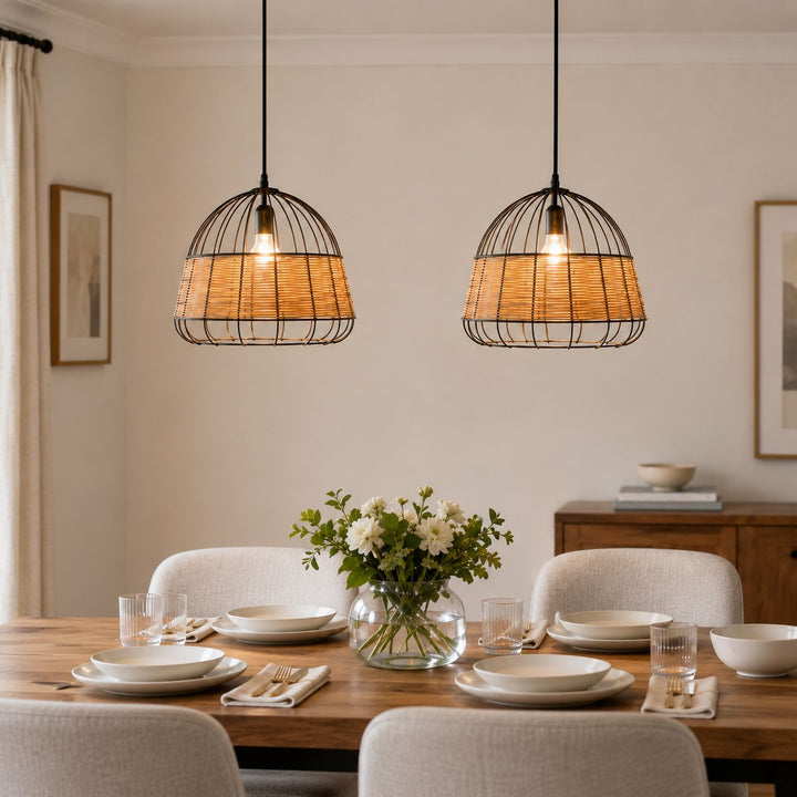 Glyph-Lightsin Handcrafted Rattan Pendant Light with Iron Frame for Home Decor Lightsin UK 