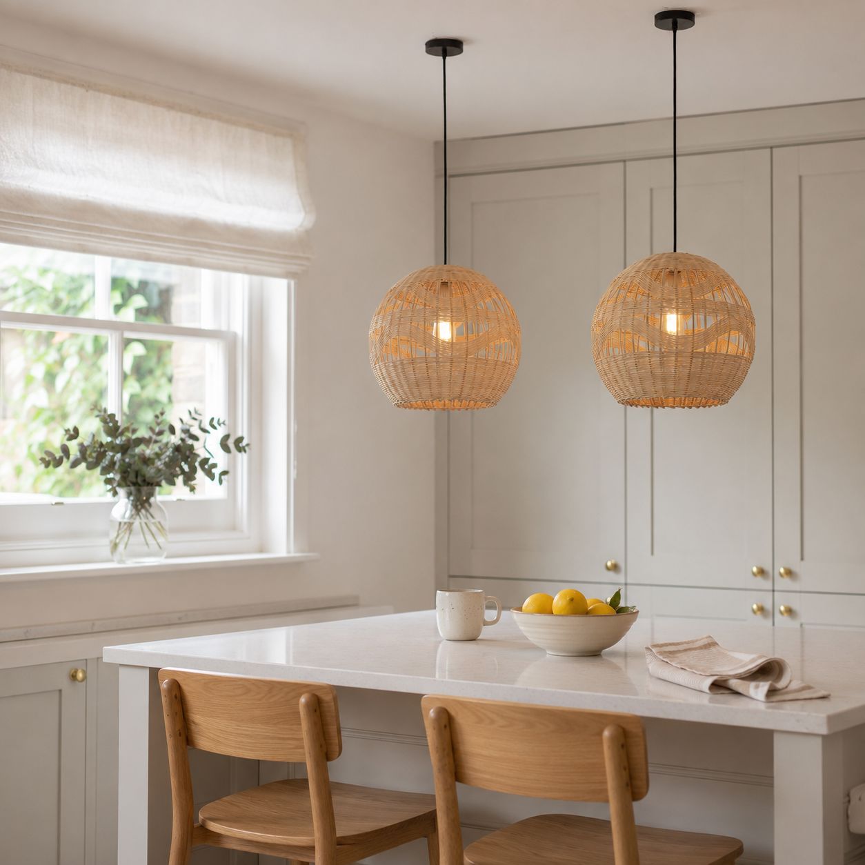 Lightsin Handwoven Rattan Pendant Light – Boho-Chic Ceiling Pendant Light for Dining Rooms, Living Spaces, and Wicker Interior Lighting Lightsin UK 