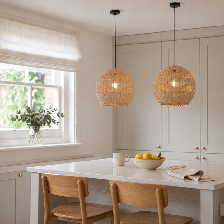 Lightsin Handwoven Rattan Pendant Light – Boho-Chic Ceiling Pendant Light for Dining Rooms, Living Spaces, and Wicker Interior Lighting Lightsin UK 