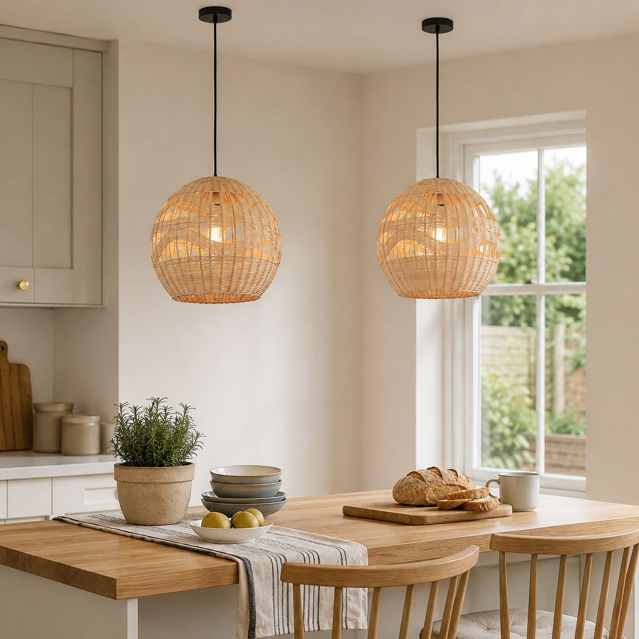 Lightsin Handwoven Rattan Pendant Light – Boho-Chic Ceiling Pendant Light for Dining Rooms, Living Spaces, and Wicker Interior Lighting Lightsin UK 