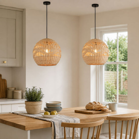 Lightsin Handwoven Rattan Pendant Light – Boho-Chic Ceiling Pendant Light for Dining Rooms, Living Spaces, and Wicker Interior Lighting Lightsin UK 