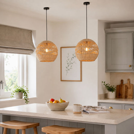 Lightsin Handwoven Rattan Pendant Light – Boho-Chic Ceiling Pendant Light for Dining Rooms, Living Spaces, and Wicker Interior Lighting Lightsin UK 