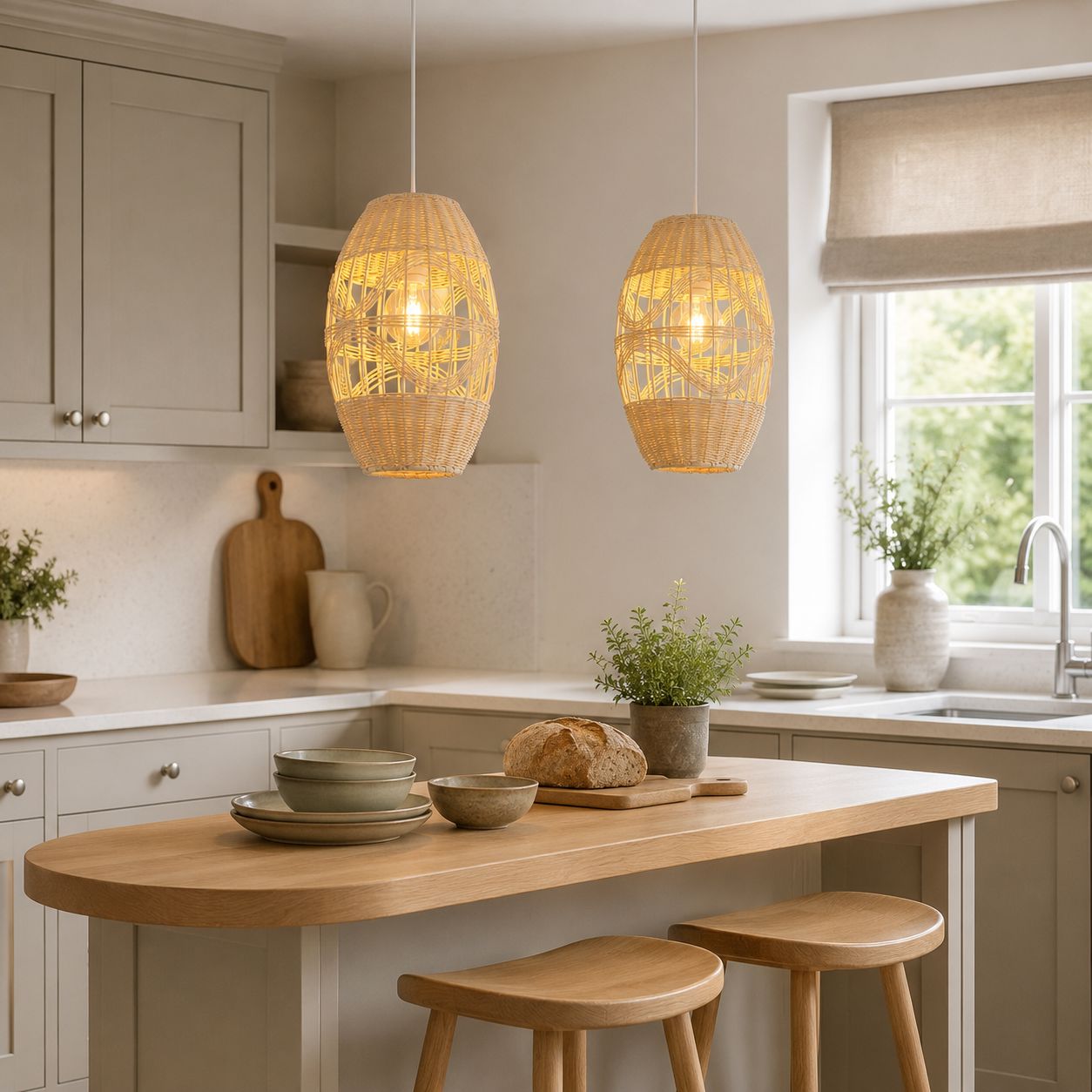 Lightsin Boho-Chic Handwoven Elongated Oval Rattan Pendant Light Lightsin UK 