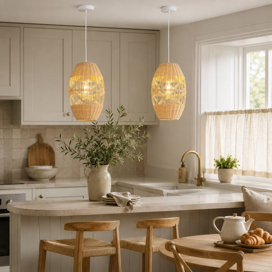 Lightsin Boho-Chic Handwoven Elongated Oval Rattan Pendant Light Lightsin UK 