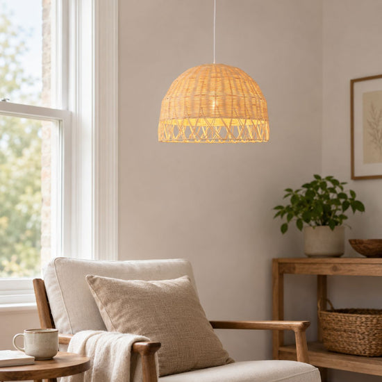 Lightsin Boho Half Sphere Rattan Pendant Light Lightsin UK 