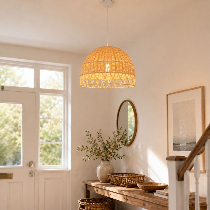 Lightsin Boho Half Sphere Rattan Pendant Light Lightsin UK 