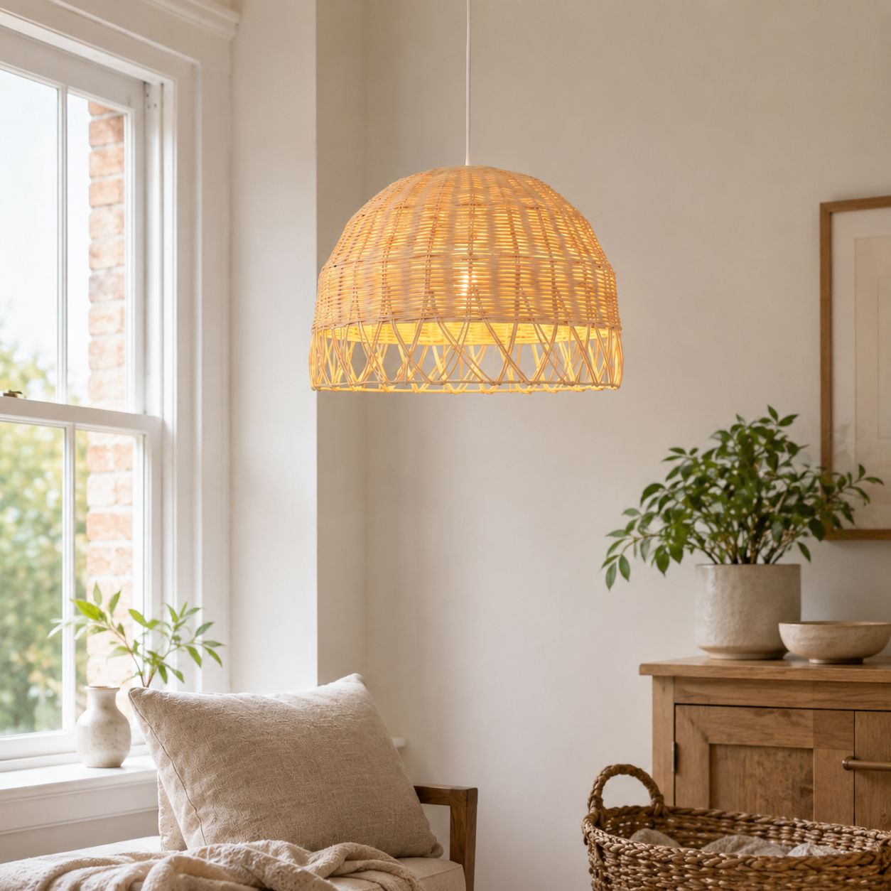 Lightsin Boho Half Sphere Rattan Pendant Light Lightsin UK 