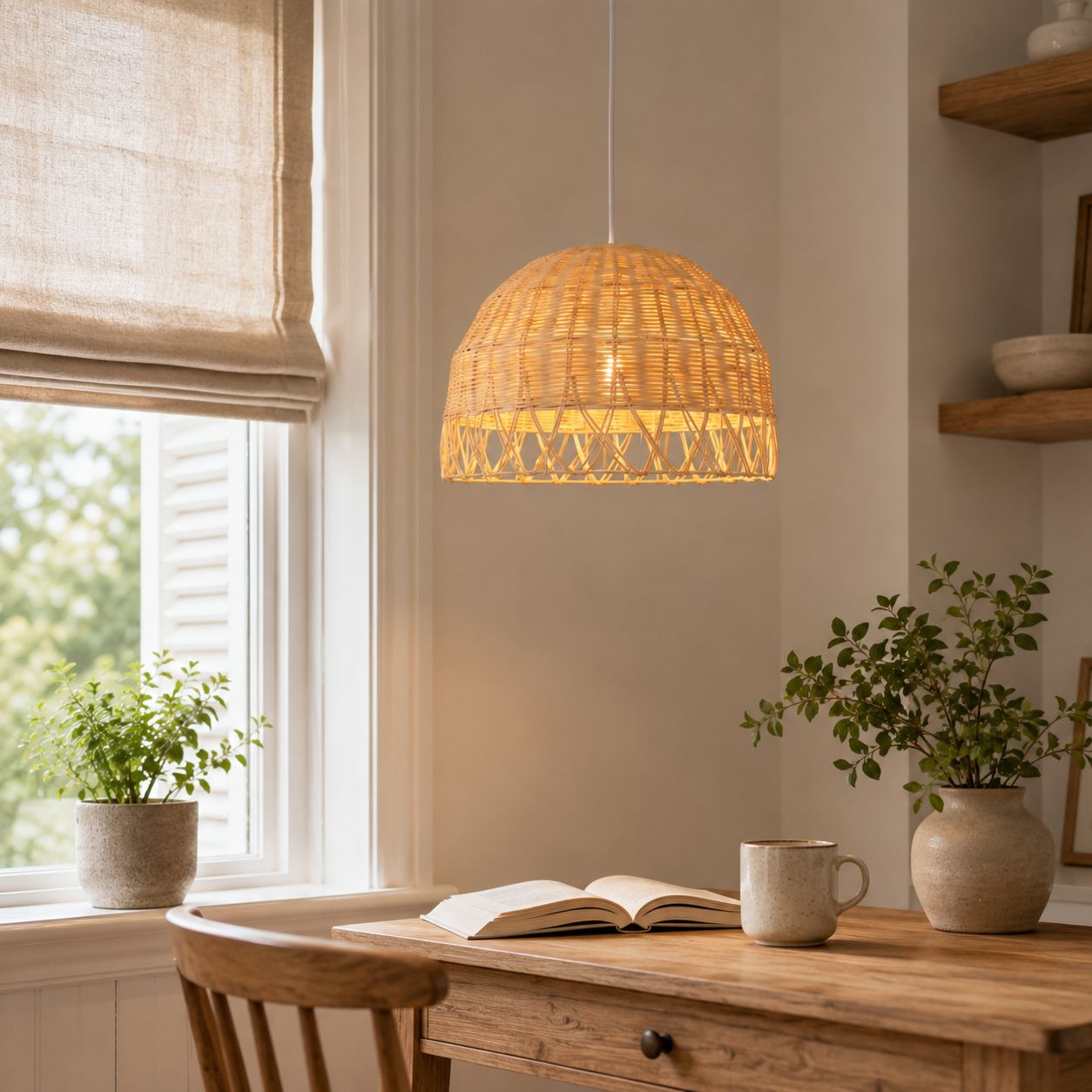 Lightsin Boho Half Sphere Rattan Pendant Light Lightsin UK 